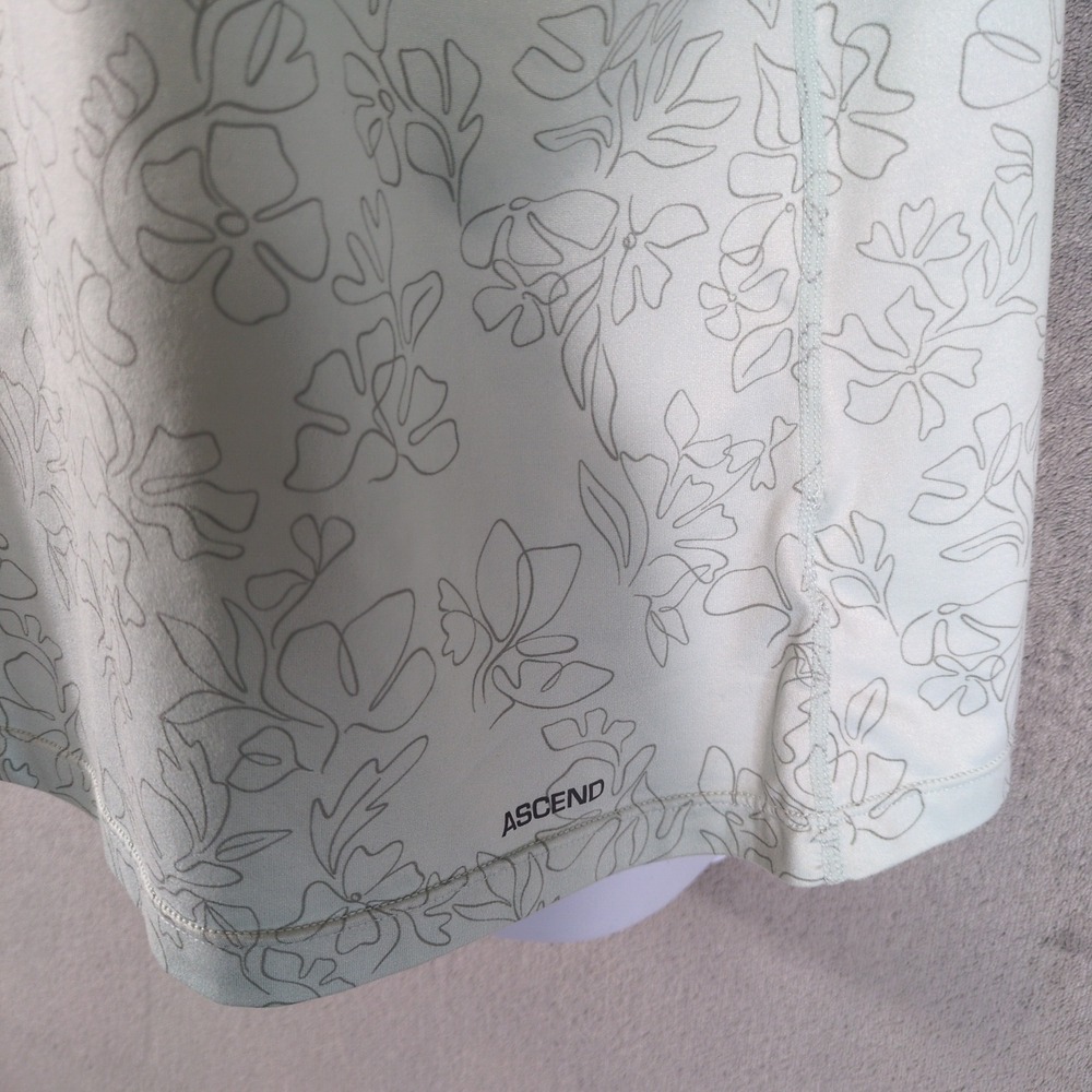 Ascend Womens Mint Green Floral V-Neck Activewear Short Sleeve T-Shirt Size L - Picture 6 of 9